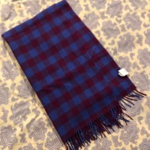J. Crew blue and purple plaid wool scarf